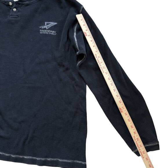 Legendary Whitetails Men's Thermal Henley Shirt 2XL XXL Black Waffle Knit Cotton - Picture 5 of 8